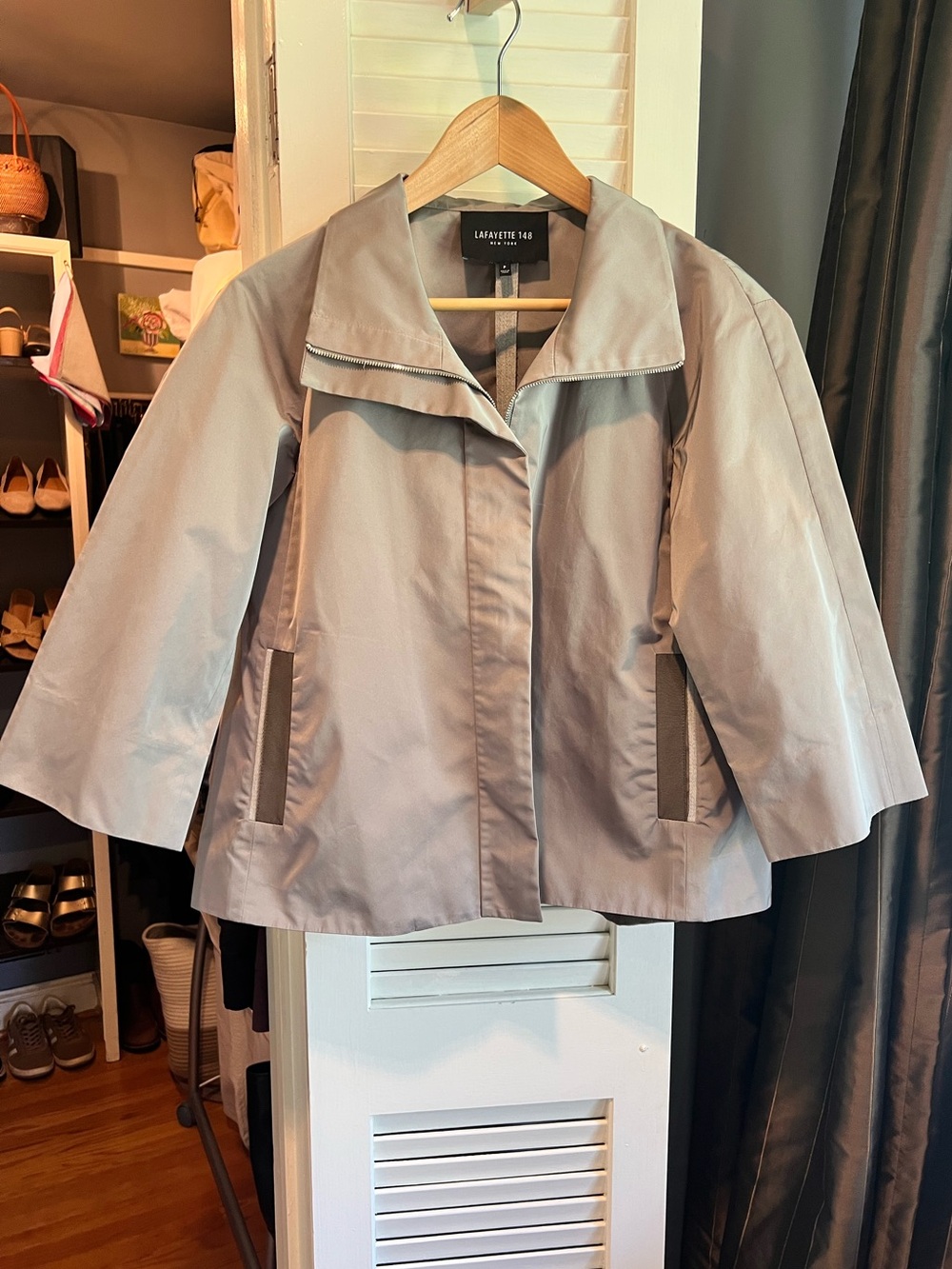 Lafayette 148 New York Dove Gray Short Trench Coat